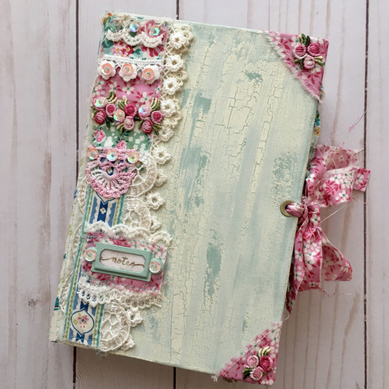 fabulous shabby style junk journal filled with pretty floral fabrics and images