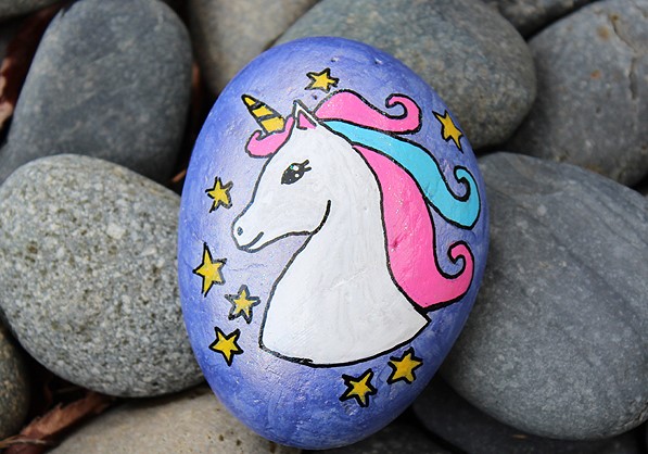 Unicorn painted rocks