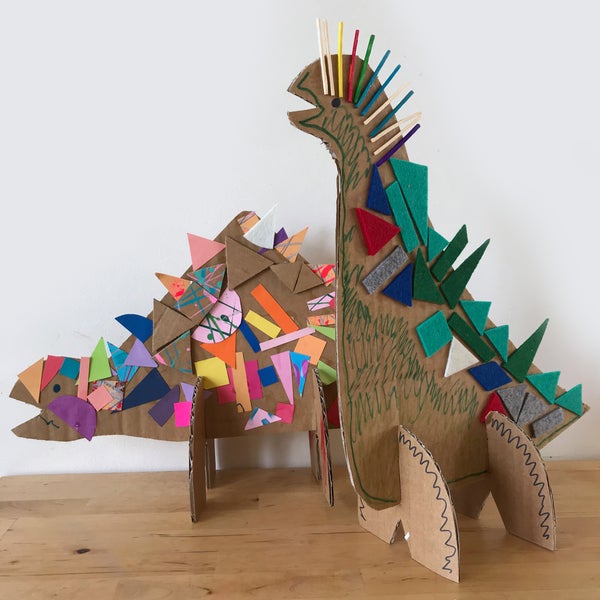3D collage dinosaurs