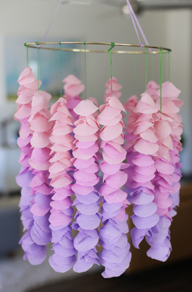 purple and a lavender-y pink crepe paper Wisteria 