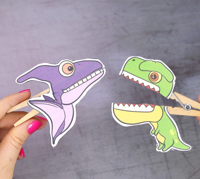 DIY Dinosaurs Clothespin Puppets Craft for Kids