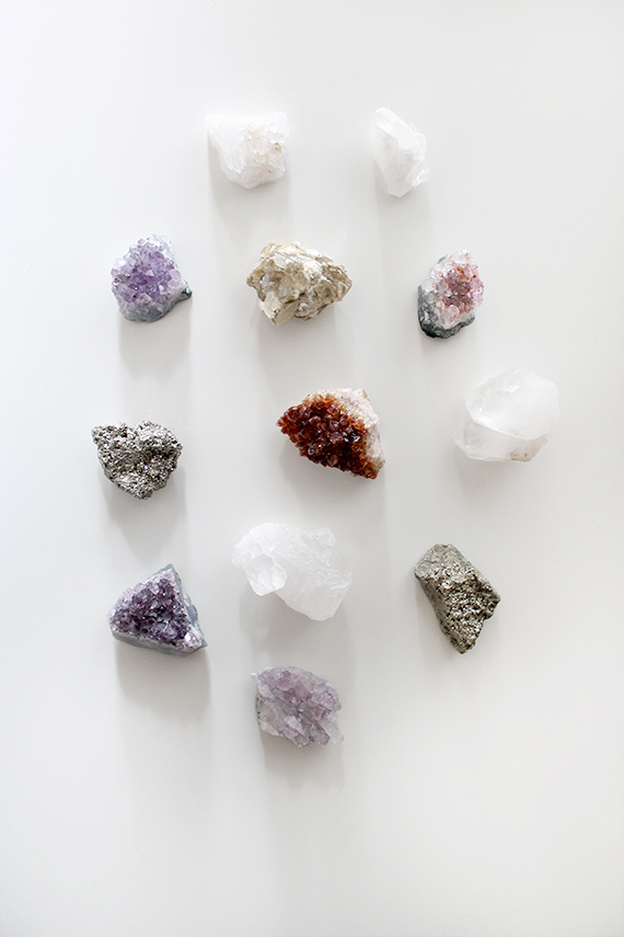 Different raw crystal fridge magnets