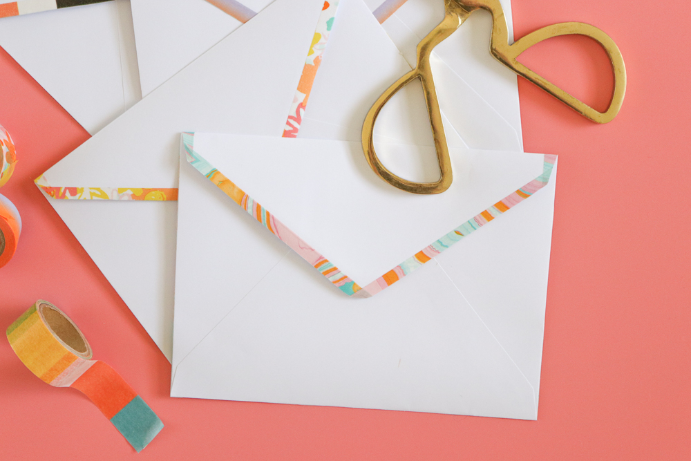 DIY washi tape lined envelopes