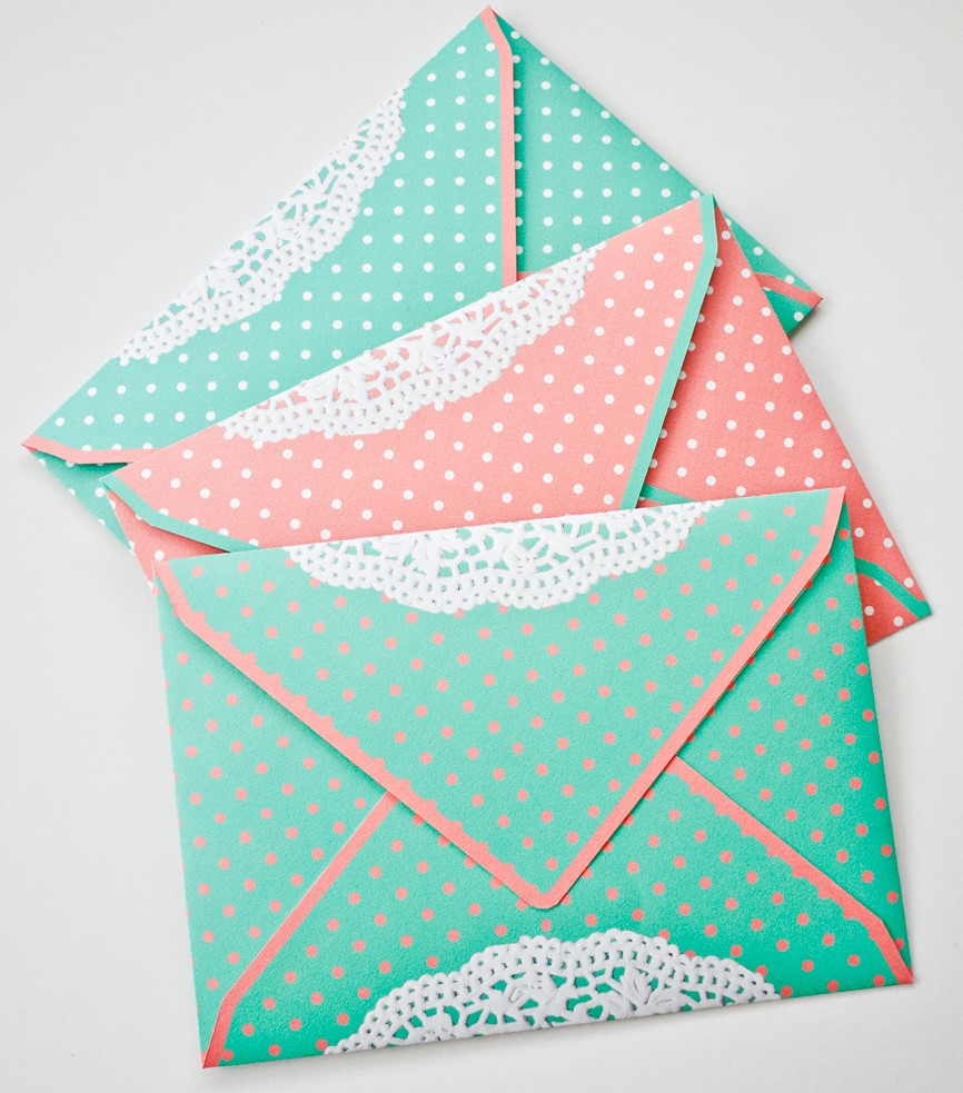 Dots and doilies designed envelopes