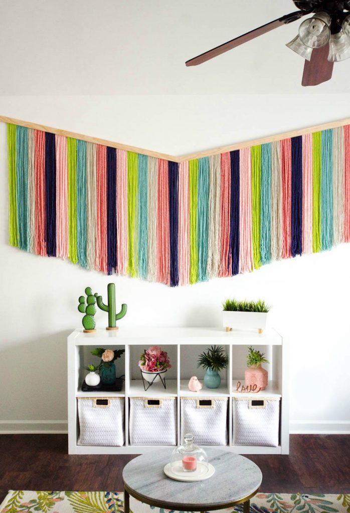 DIY YARN WALL HANGING is an easy and colorful craft home decoration for kids