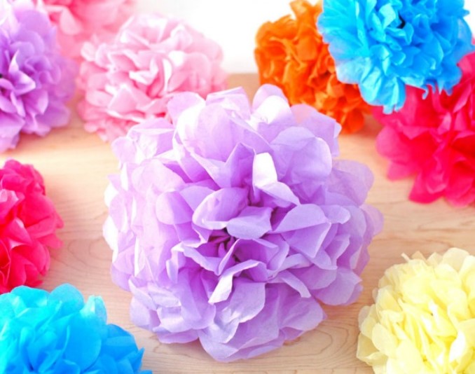 Colorful tissue paper flowers