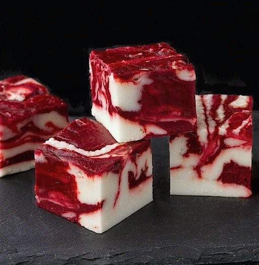 Winter White Red Velvet Fudge is delicious, beautiful and perfect for any season, party or for gifts