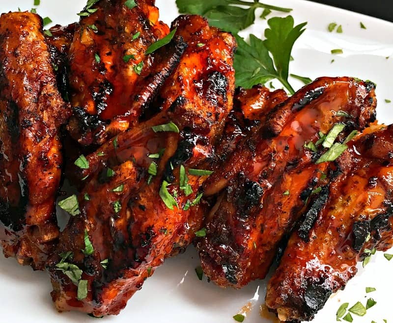 GRILLED SPICY BBQ CHICKEN WINGS RECIPE with simple homemade spicy Jack Daniels sauce