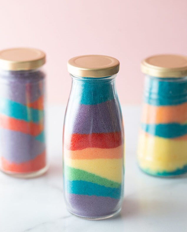 Colored salt in a jar