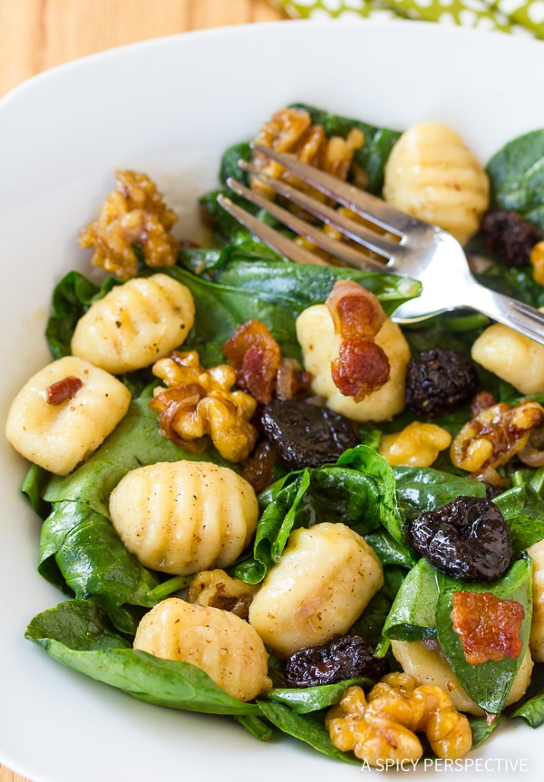 Gnocchi and Wilted Spinach Salad