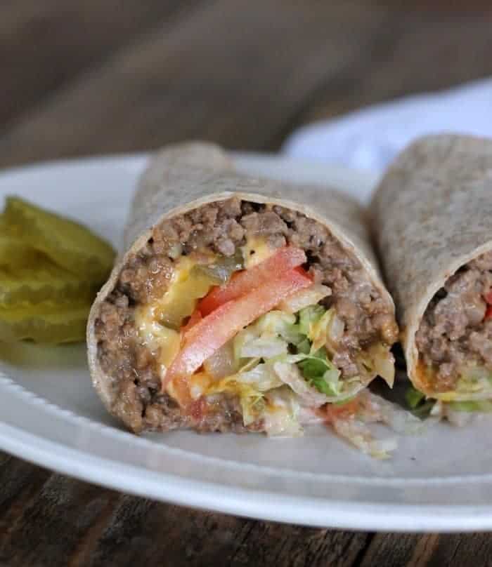healthy grilled cheeseburger wrap