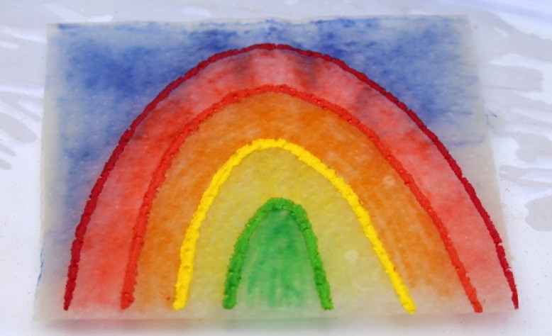 magic paper towel rainbow art 