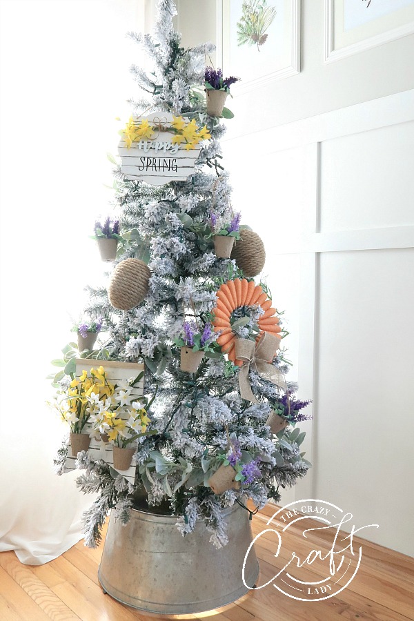 A Spring Christmas Tree FULL of Dollar Store Spring Crafts and Ornaments