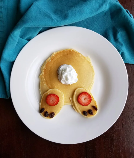 Homemade Bunny Butt Pancakes for Easter Kids or Family Treat
