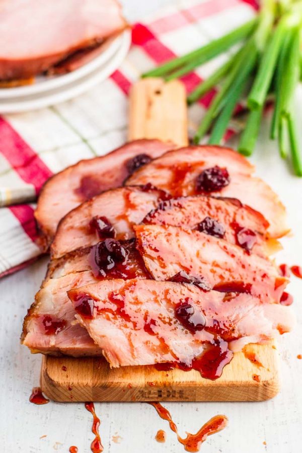Sliced Cherry glazed ham