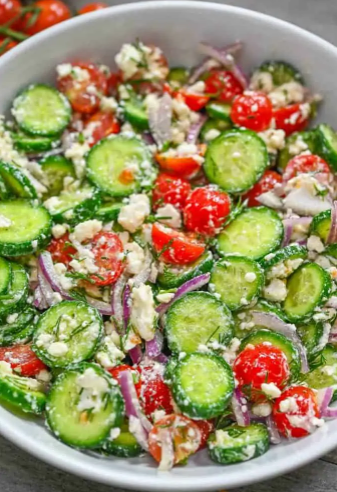 Bright and fresh Cucumber Tomato Feta Salad