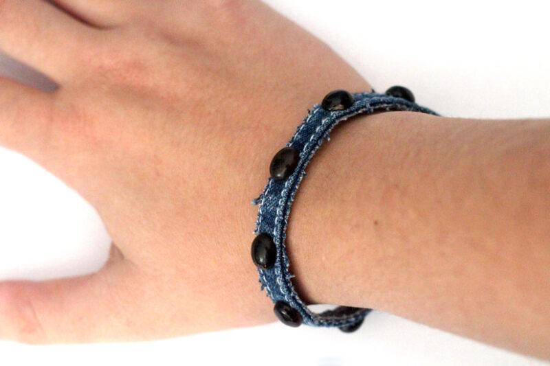 Recycled denim bracelet cute and easy project for kids