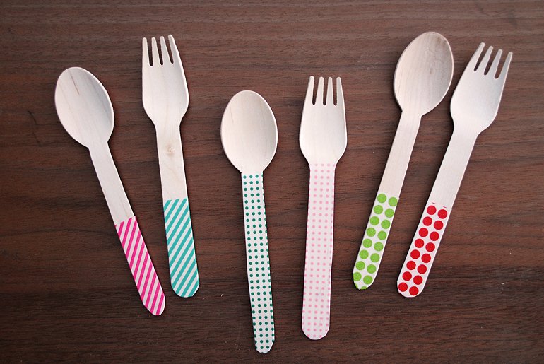 QUICK AND EASY DIY WASHI TAPE SILVERWARE FOR PARTIES