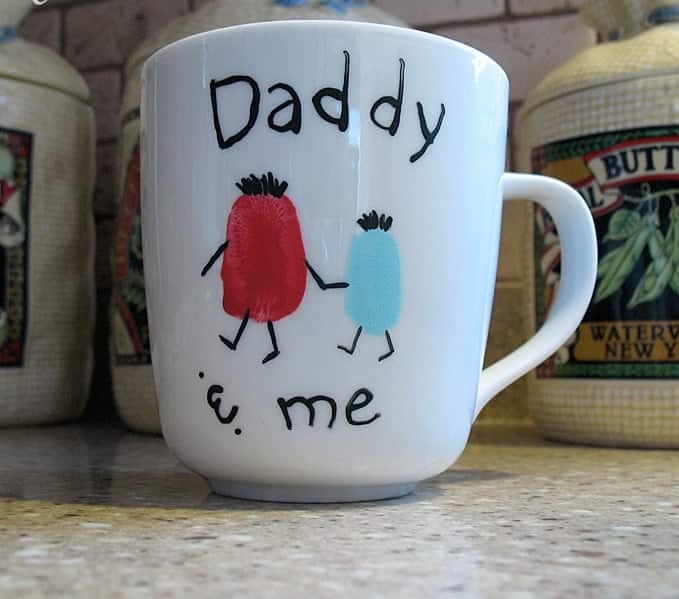 Fingerprint Daddy & Me Coffee Mug Fathers Day Craft