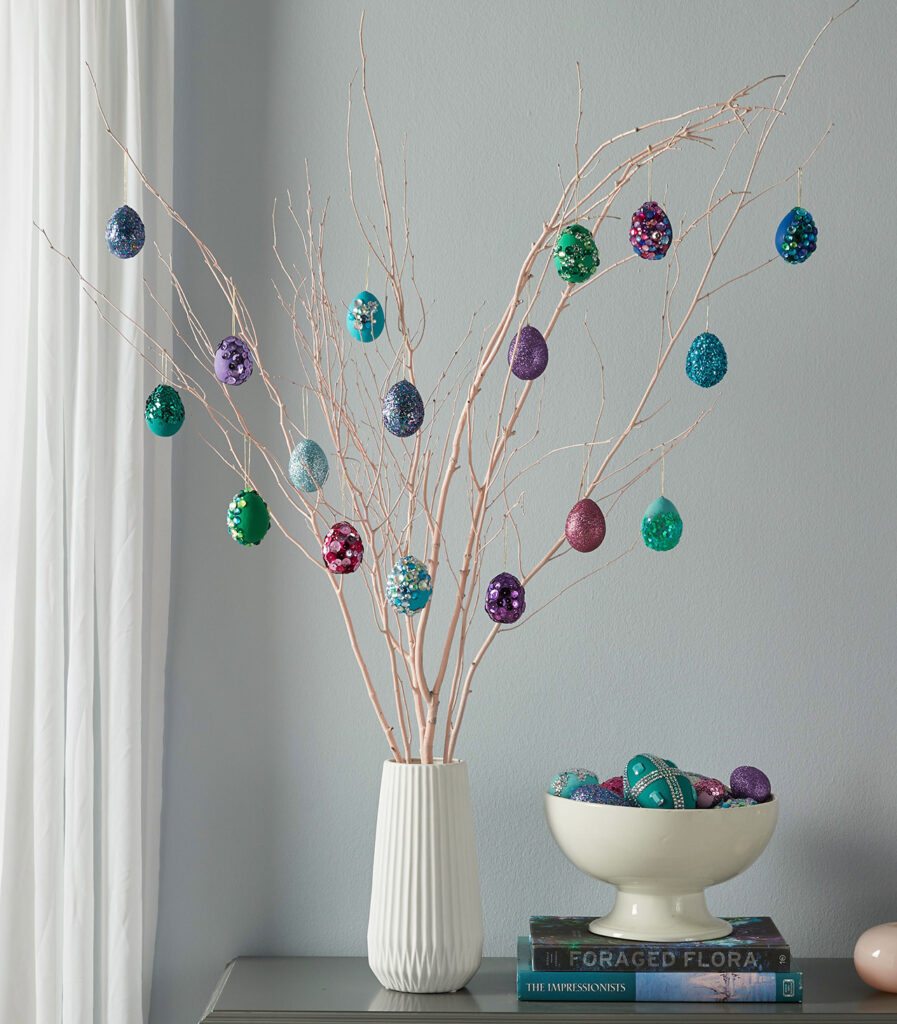 Glittery DIY Easter Egg Tree Easy Spring Home Decor Craft