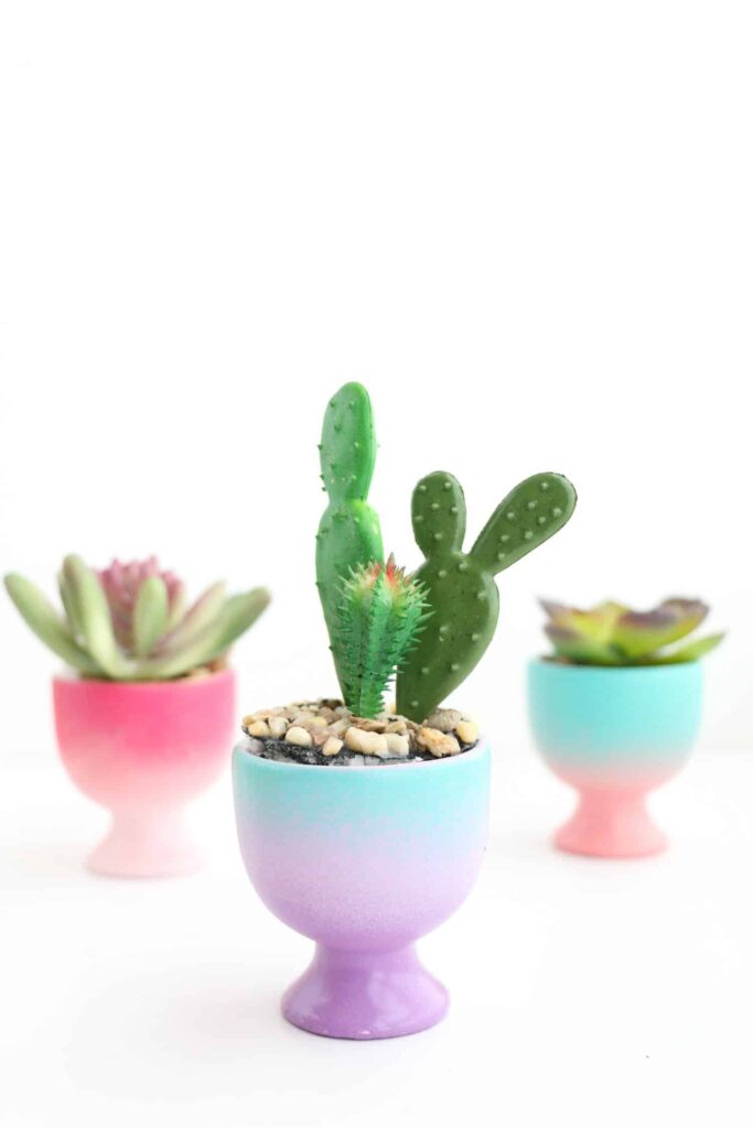 DIY MINI GRADIENT EGG CUP PLANTERS Adorable and Colorful Craft for Spring