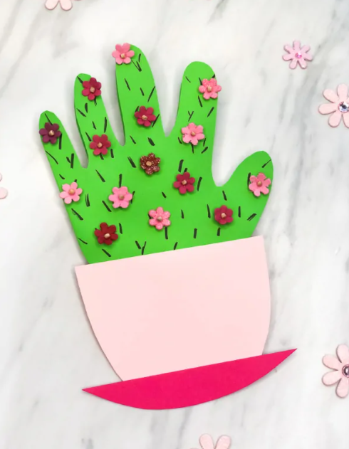 DIY Cute Handprint Cactus Mother’s Day Card Craft For Kids