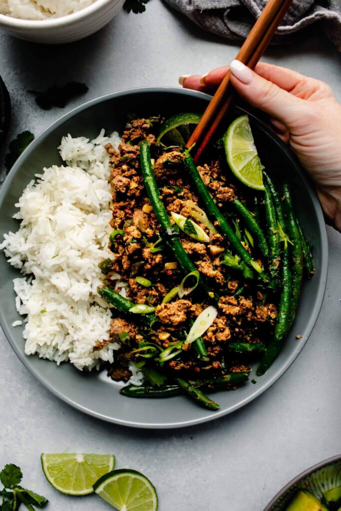 30-Minute Lamb Stir Fry with Green Beans for dinner
