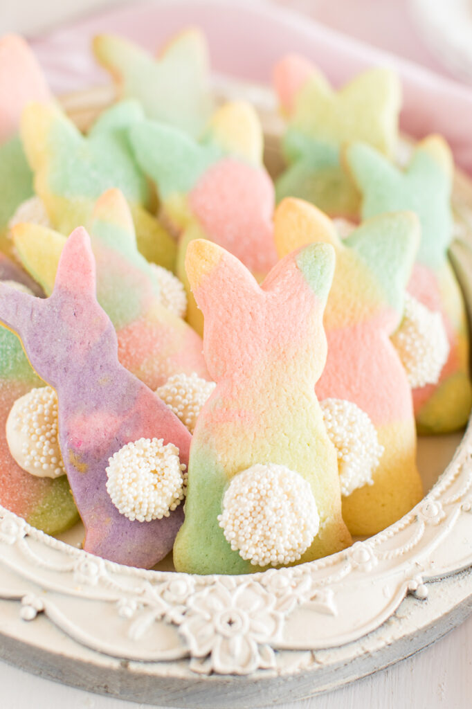 a fun, colorful, and festive Marbled Easter Bunny cut out cookies