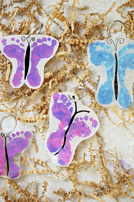Shrinky Dink Footprint Keychain Adorable Mother's Day Gift