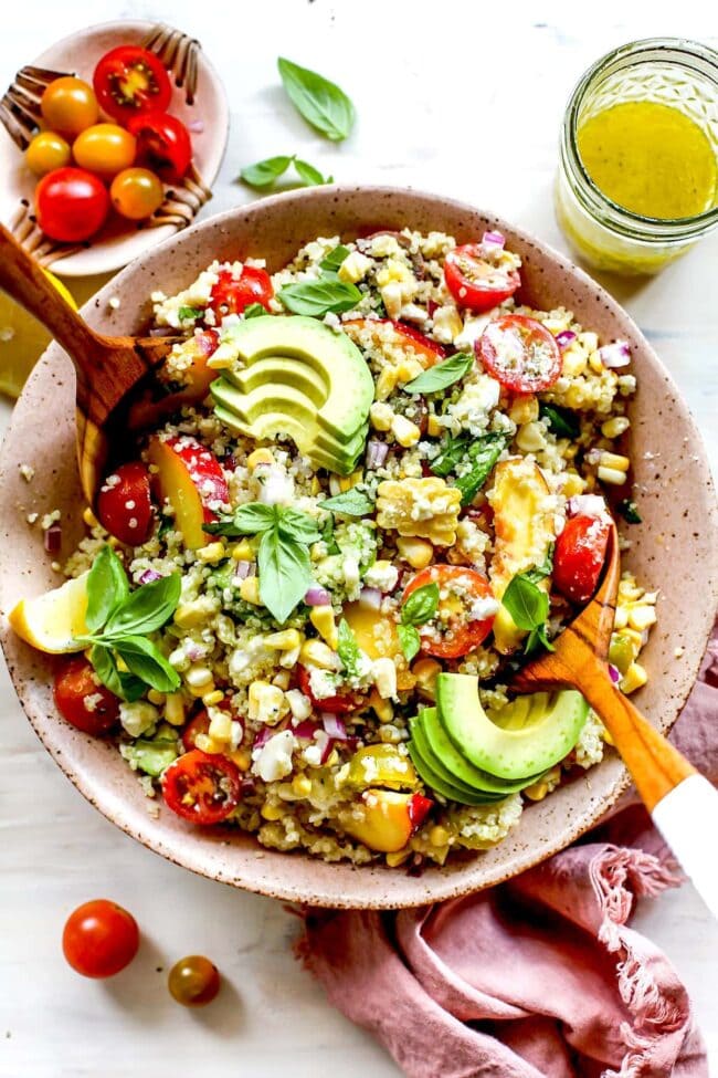 Summer Quinoa Salad filled with fresh fruits, vegetables, hearty quinoa and refreshing homemade lemon dressing