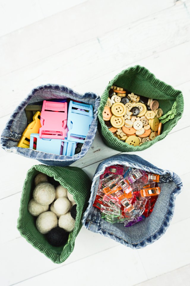 Adorable Upcycled Jeans Fabric Basket craft