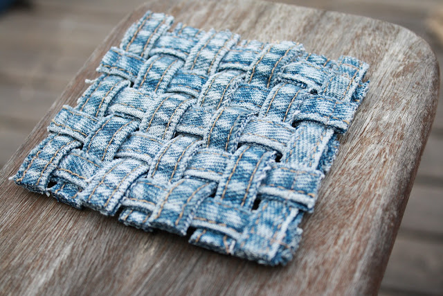 Woven Jean Seam Coasters cute and adorable upcycle project