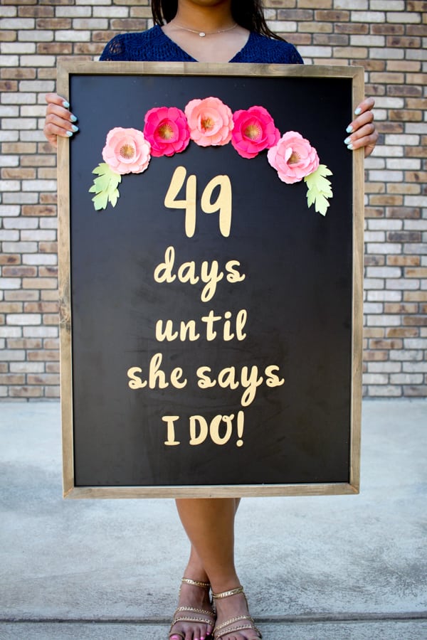 Wedding day countdown chalkboard sign