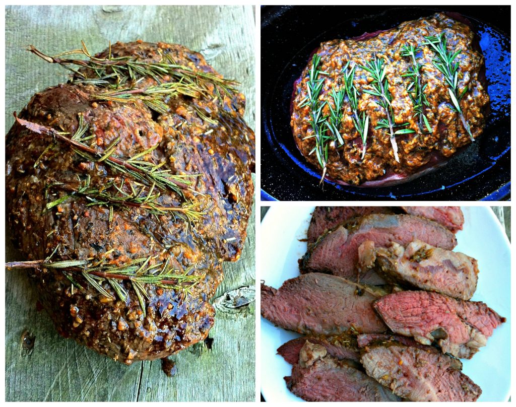 simple and scrumptious Red Wine Rosemary Garlic Marinated Sirloin Tip Roast recipe for Thanksgiving, Christmas, and Easter holiday
