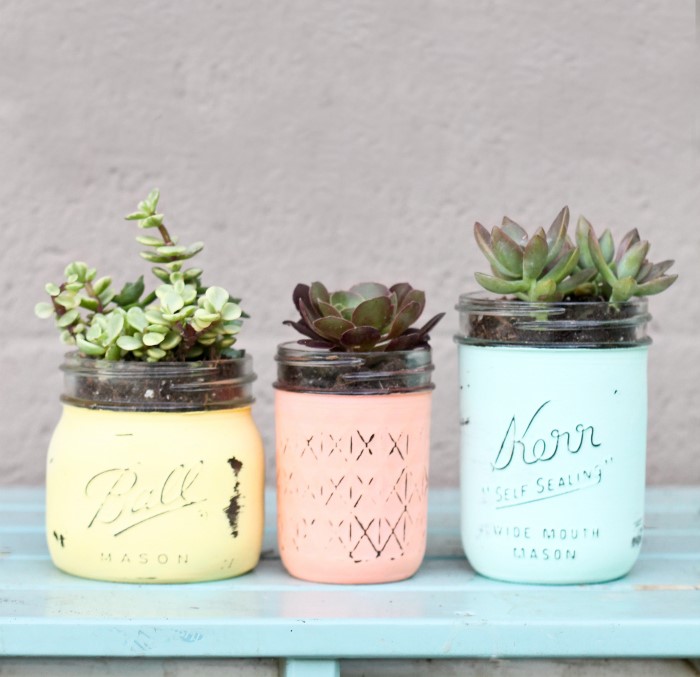 painted mason jars succulent pots