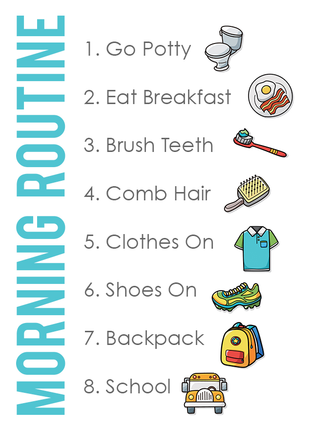 Back to School Morning Routine Chart printable