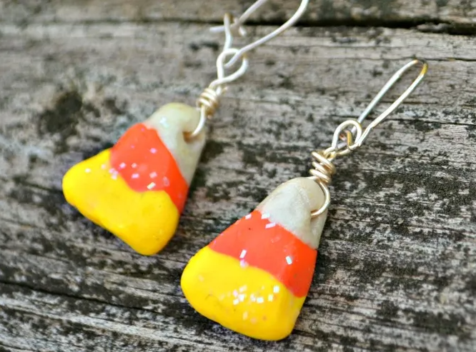 Candy corn inspired earrings