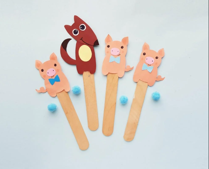 cute Three Little Pigs Story Puppets
