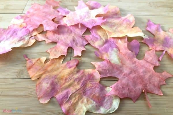 beautiful coffee filter fall leaves craft for kids