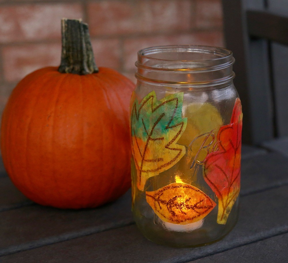 Fall leaf mason jar craft