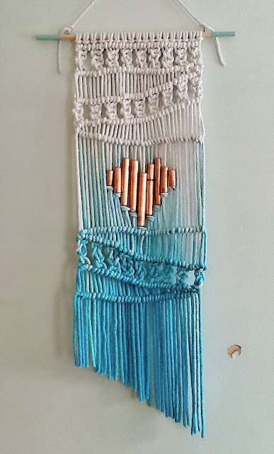 Ombre Macrame wall hanging with copper pipe heart