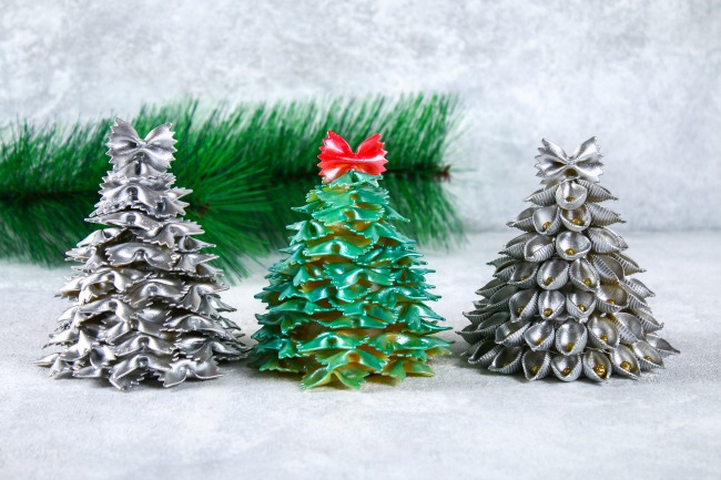 Festive Pasta Christmas trees a perfect craft for the kids