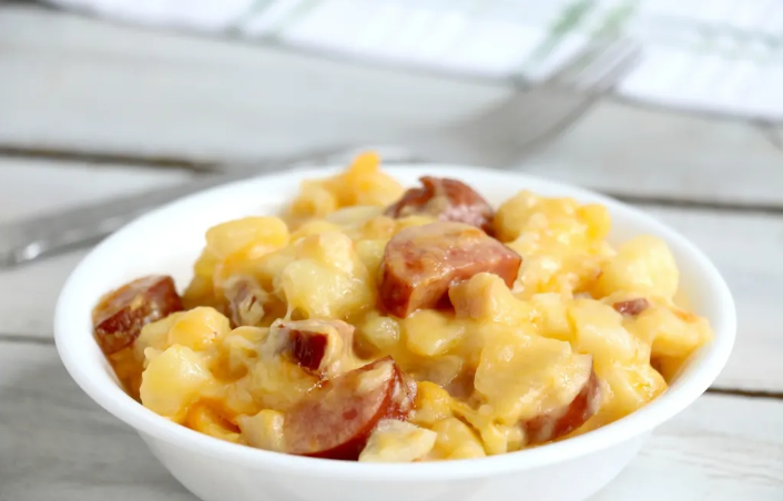 Slow Cooker Sausage and Potato Casserole a comfort dish that can be served for Fall breakfast, lunch or dinner!