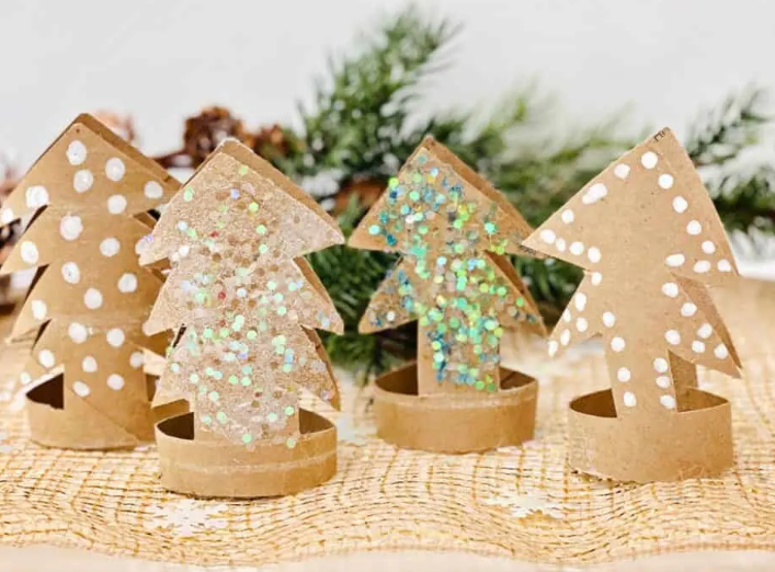  Toilet Paper Roll Christmas Trees a cute recycled Christmas craft for the kids to decorate