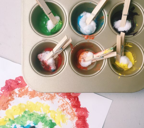 Cotton ball painting a simple activity for kids