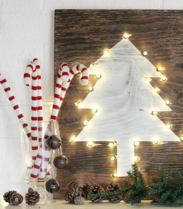 diy rustic marquee holiday tree sign
