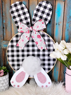DIY Spring Embroidery Hoop Bunny Door Hanger