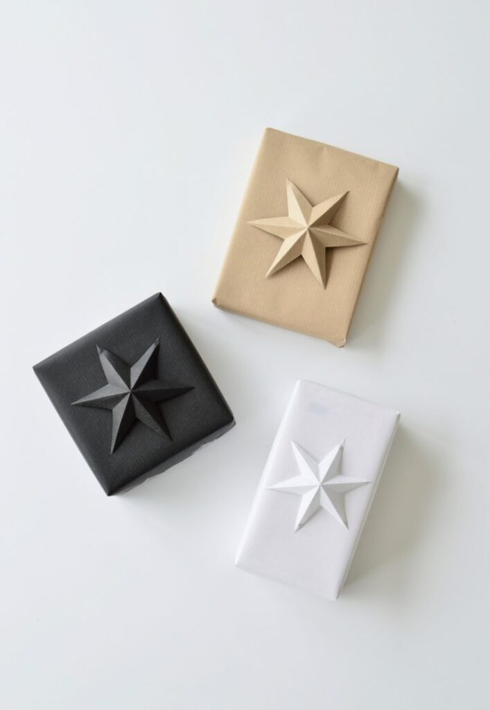 Minimalist star gift wrap for Christmas