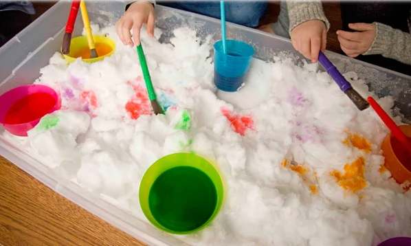 Paint snow winter activity for kids