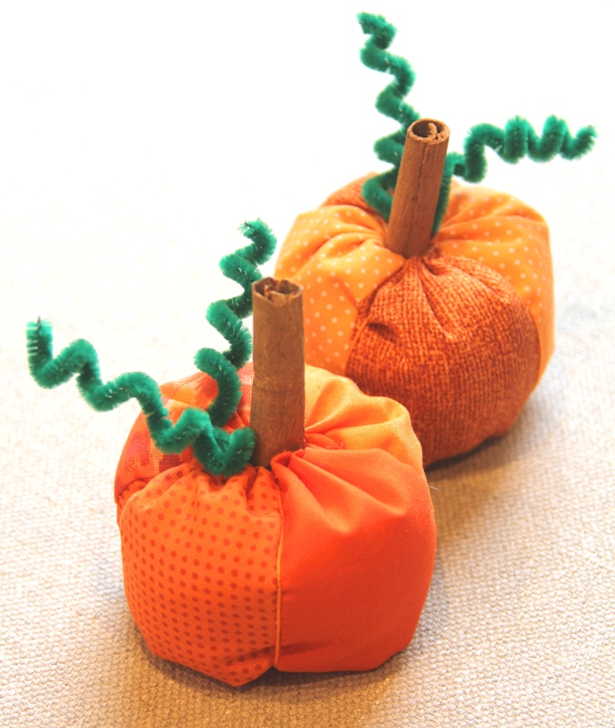 Stuffed Mini Pumpkins with Cinnamon Stick Stems